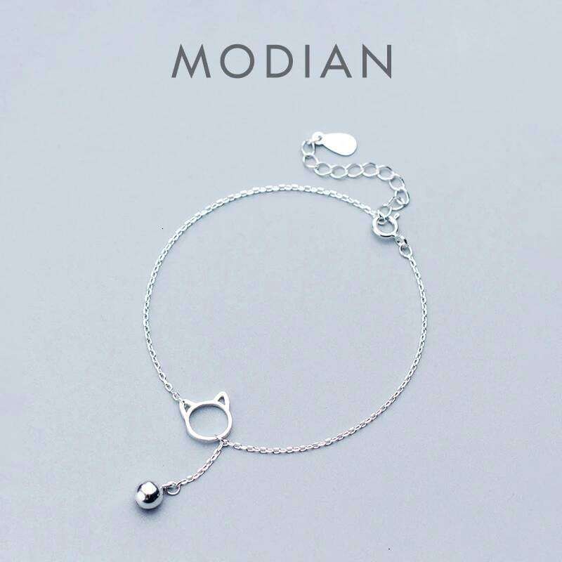 Modian Trendy New Sale Chain Link Cat Lucky Bell Bracelet Tiny Cute 100% 925 Sterling Silver Bracelets For Women S925 Jewelry Z260225