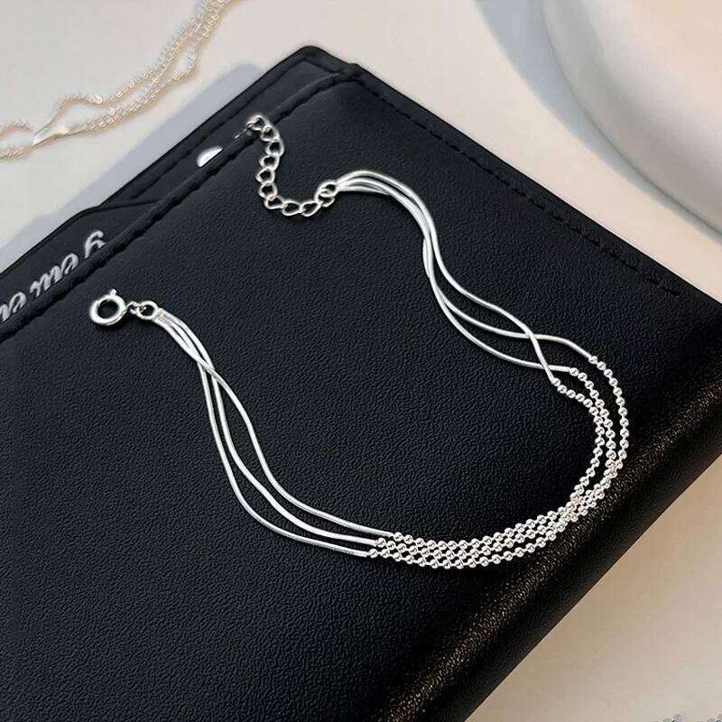 New 925 Sterling Silver Multi-layer Simple Personality Charming Woman Bracelet Party Gift for Friends Exquisite Jewelry Z260225