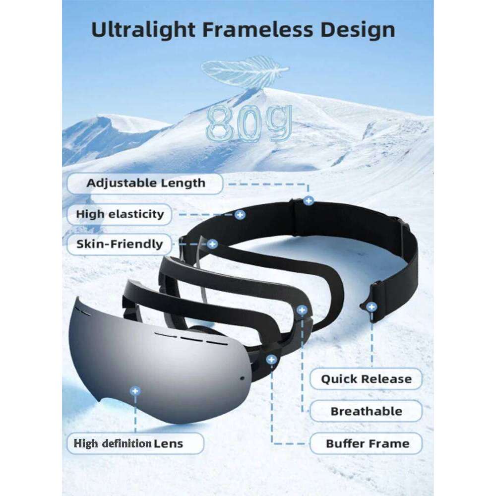 All Day Adult Ski Glasses High Definition Lenses Windproof Dustproof Breathable Men Women Winter Sports Skiing Z260225
