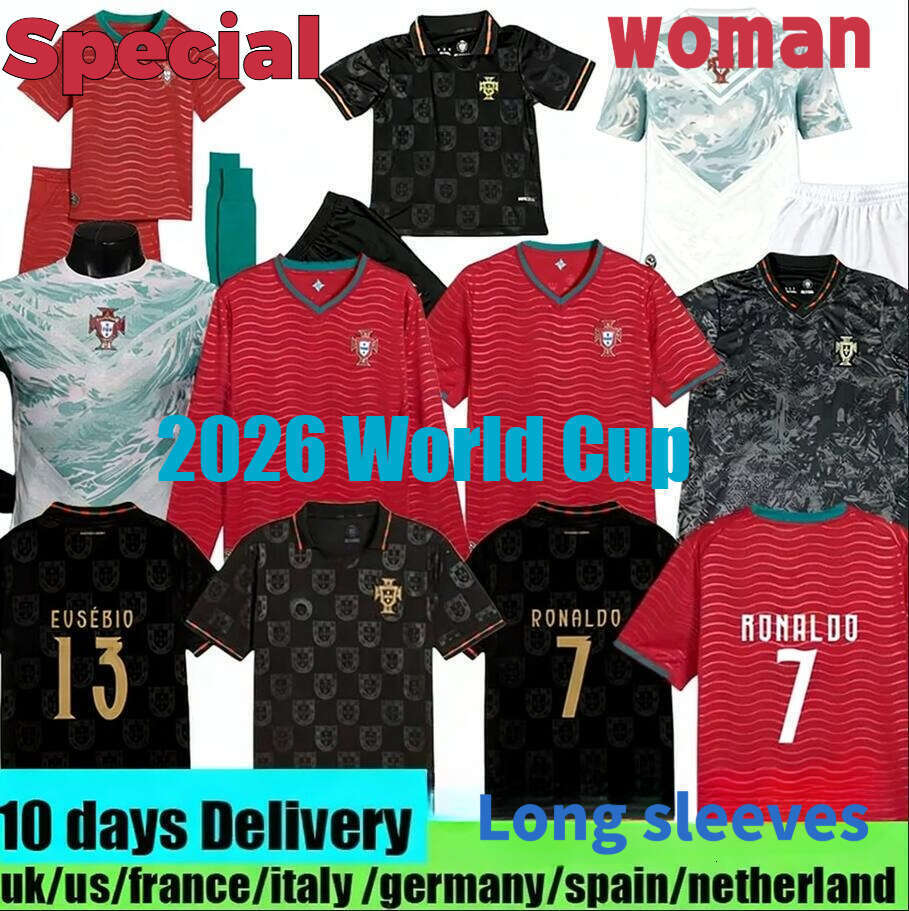 Maillot Portugal 2026 World Cup Soccer Jerseys Portuguesa RoNalDo Jerseys JOAO FELIX BERNARDO B. FERNANDES PEPE 25 26 27 Portugal Football Shirt Team Men Kids Kit S-4XL