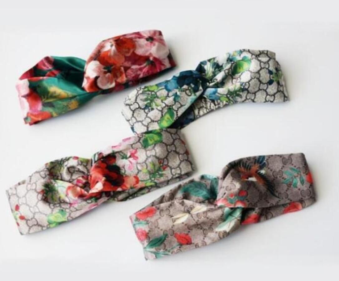 Designer 100% Silk Cross Headbands GG Hot Women Girl Elastic Letter Brown Satin Hair bands Retro Turban Headwraps Gifts headbands
