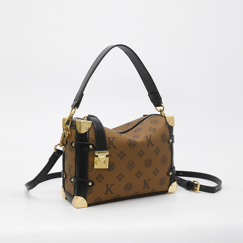 LUYIWEINASI Premium sense small square box bag women 2025 new retro printing commuter cosmetic bag shoulder bag oblique span bag women