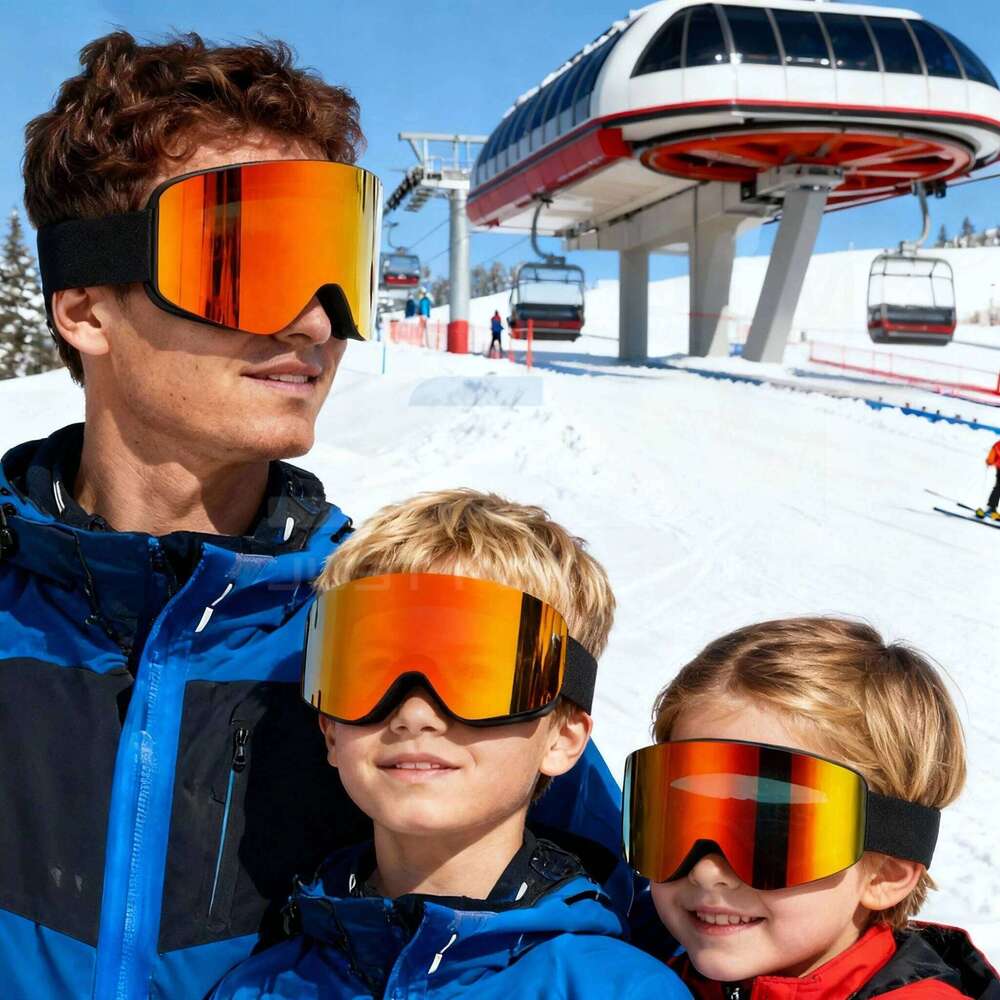 Adults +Kids Professional Anti-Fog Ski Snowboard Goggles UV400 Double Layers Skiing Glasses XMAS New Year Gifts Z260225