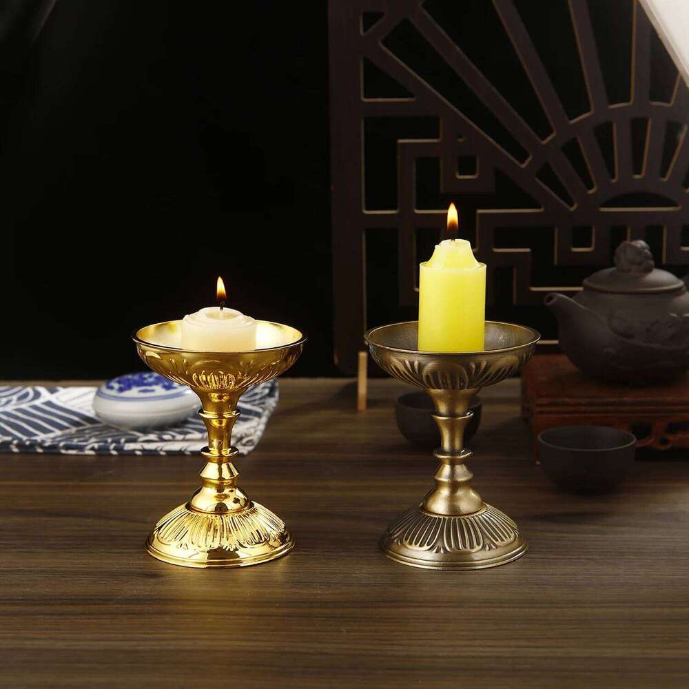 1PC Vintage Holders Metal Butter Holder Long Lamp Candlestick Put Candle Cup Home Decor W260226