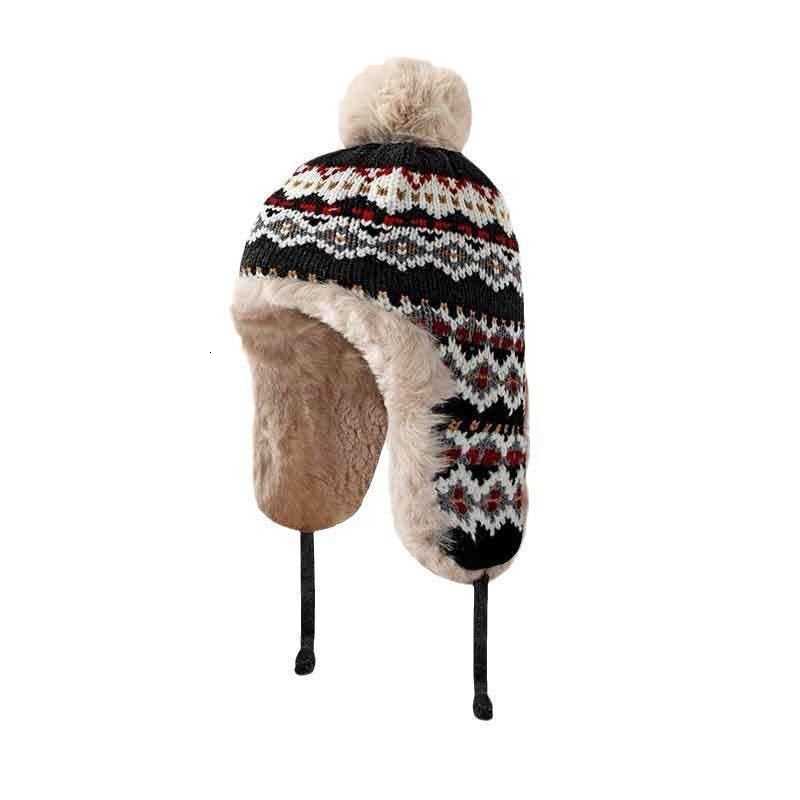 Winter Thickened Fleece-Lined Warm Lei Feng Hat for Women Knitted Jacquard Pattern Earflap Hat Northeast Cold-Proof Versatile Casual Hat S260225IERY