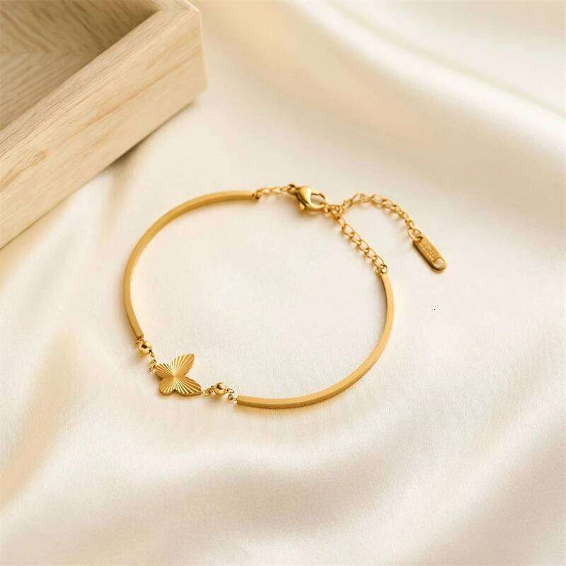 316L Stainless Steel 2025 New 18K Gold-plated Trend Jewelry Engraved Designs Beading Butterfly Women's Charm Chain Bracelets Z260225