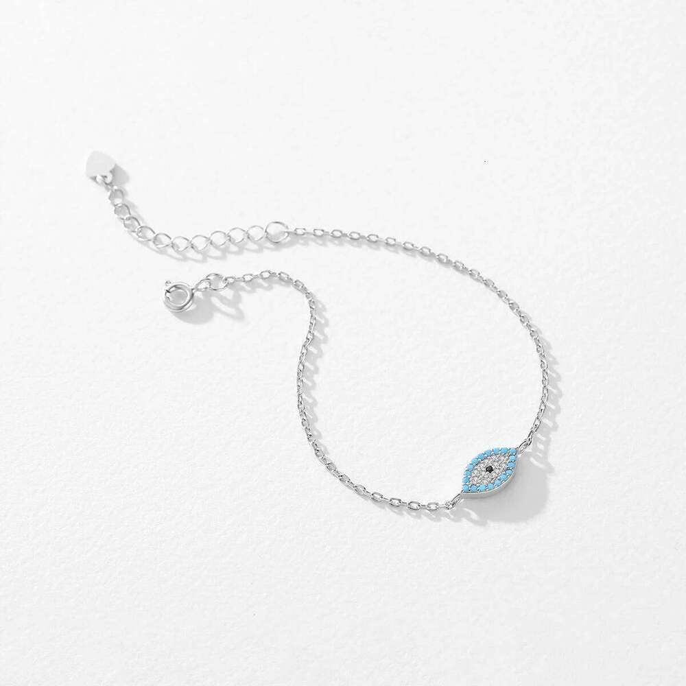 MODIAN Pure 925 Sterling Silver Fashion Natural Turquoise Blue Eyes Bracelet Chain Link For Women Pave Setting CZ Fine Jewelry Z260225