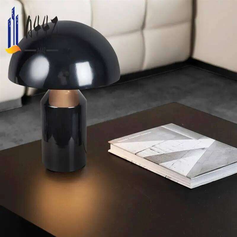 A44Z-Nordic Iron Mushroom Table Three Color Light Changing E27 Interface Desk Stand Bedside Lamp EU Plug H260225
