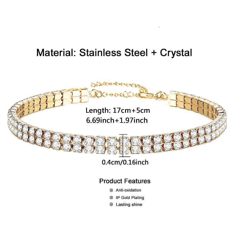 Minimalist Stainless Steel Tennis Bracelets For Woman Girls Simple Rhinestone Crystal Chain Bracelet Fashion Jewelry Z260225