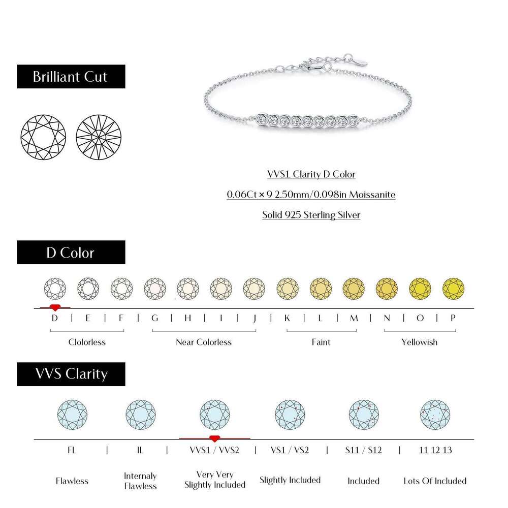 MODIAN D Color Moissanite 925 Sterling Silver Simple Bracelet Round Lab Diamond Chain Link Jewelry For Women Luxury Wedding Gift Z260225