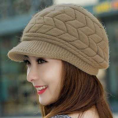 Womens Winter Warm Knit Hat for Cold Weather Running Camping Walking Fashionable Ski Hat with Sun Visor S260225