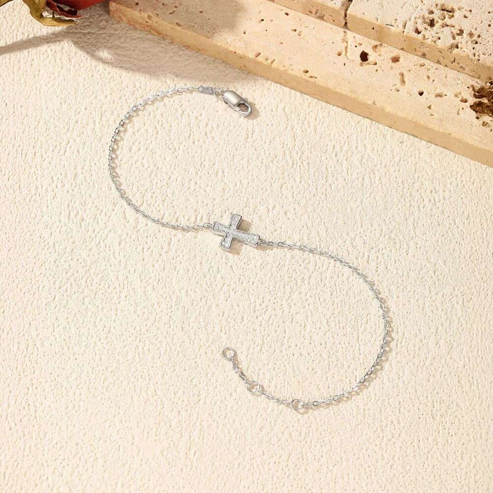 MODIAN D Color VVS1 Sparkling Moissanite 925 Sterling Silver Classic Simple Cross Link Chain Bracelet For Women OL Fine Jewelry Z260225