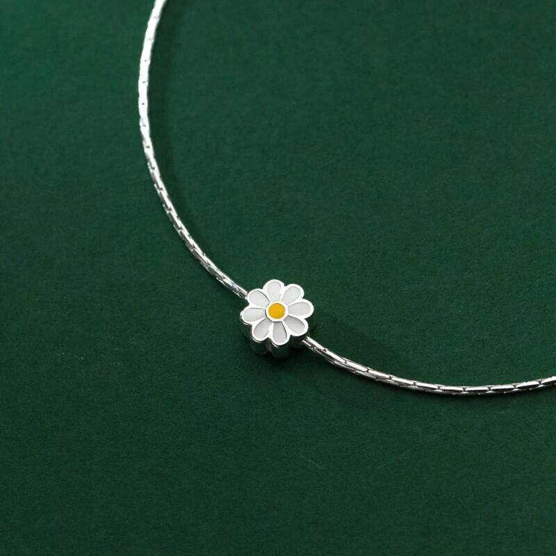 Modian Enamel Daisy Charms Bracelet Real 925 Sterling Silver Link Chain Lucky Adjustable Bracelets For Women Fine Jewelry Z260225