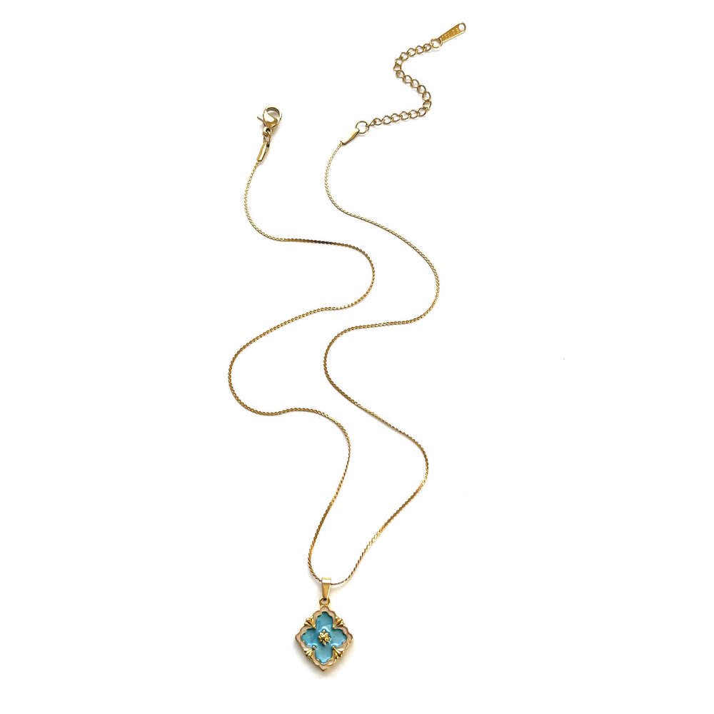 Four-leaf Enamel Women's Four-leaf Necklace Light Luxury Collarbone Chain