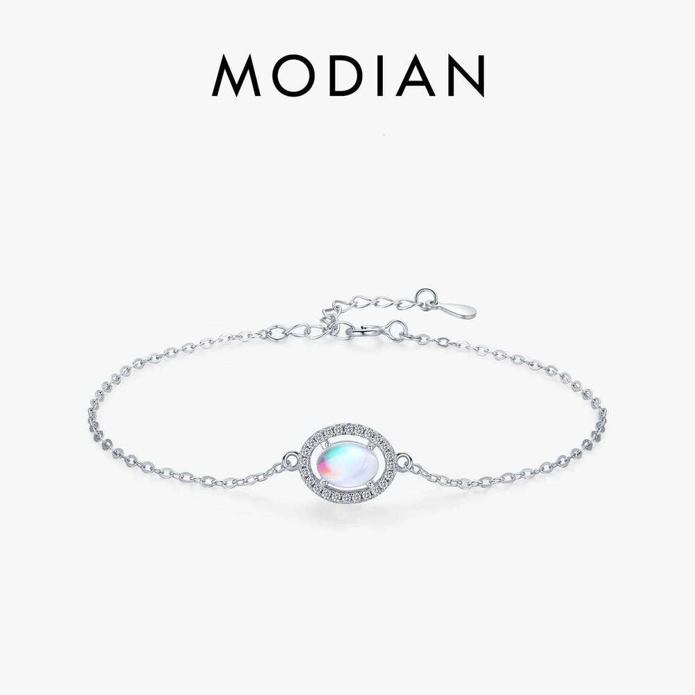 MODIAN Genuine 925 Sterling Silver Luxury Elegant Oval Natural Moonstone Chain Bracelet For Women Romantic Simple Fine Jewelry Z260225