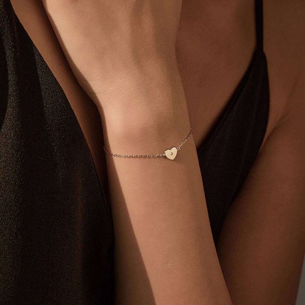 MODIAN D Color Moissanite 925 Sterling Silver Simple Heart Daily Link Chain Bracelet For Women Fine Jewelry With Box Z260225