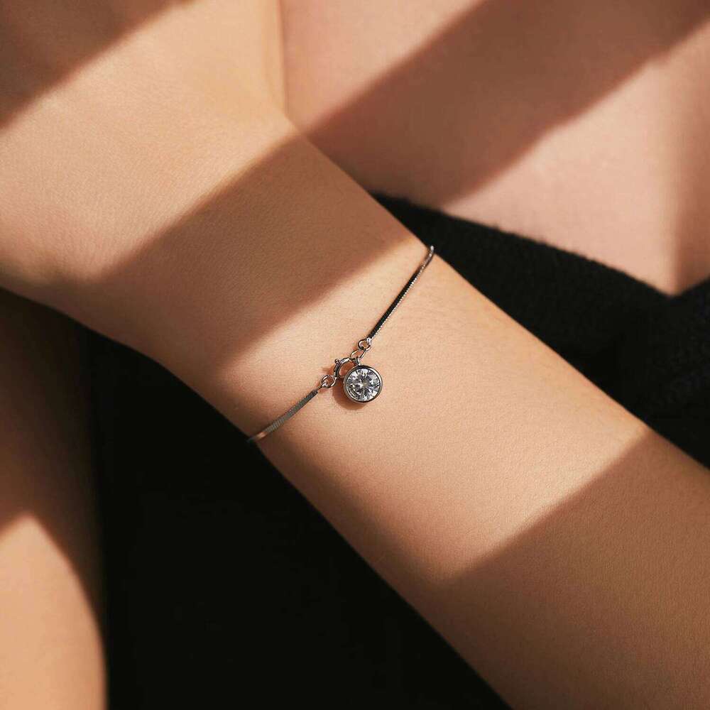 MODIAN 925 Sterling Silver Snake White Gold Sparkling Round CZ Charm Dainty Chain Bracelet for Women Jewelry Z260225