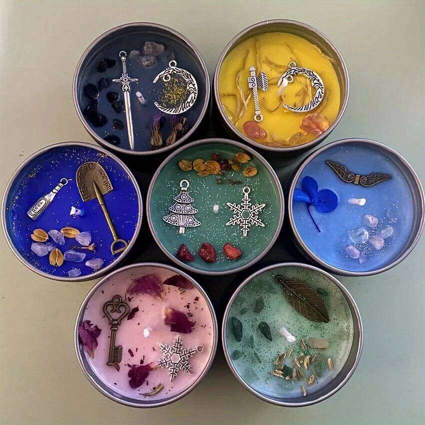 Crystal Dried Flower Scented Atique Copper Accessories Aromatherapy Silver Tin Can Handmade Candles W260226