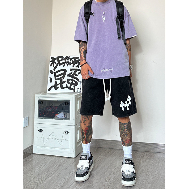 2026 New Design Water-rubbed Print Men's Shorts - Summer Lightweight Durable Sporty Worn-out Casual Basketball Shorts - Luxurious Men's Beac