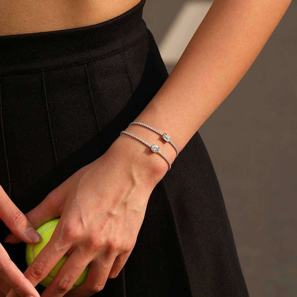 MODIAN 1CT Emerald Cut D Color Moissanite Tennis Bracelet 925 Sterling Silver Wedding Elegant Bracelets For Women Daily Jewelry Z260225