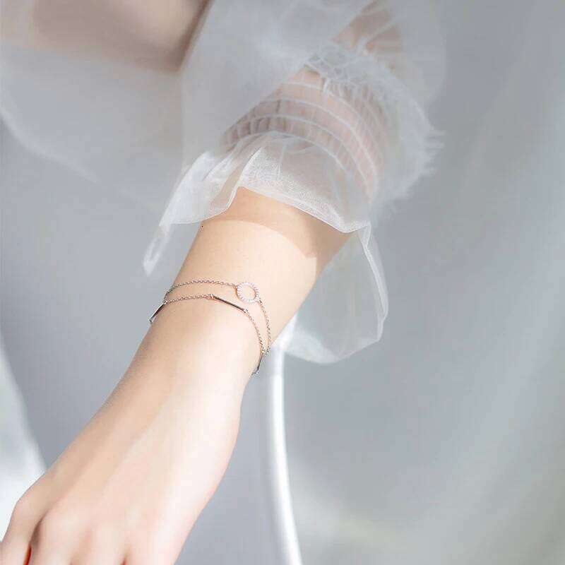 Modian 925 Sterling Silver Geometric Stick Radiant Zircon Round Bracelet for Women Adjustable Link Chain Original Fine Jewelry Z260225