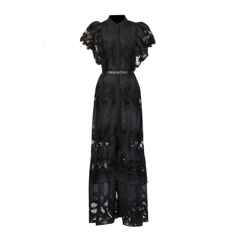 2026 new European and American niche goddess style design with flowing sleeves and hollowed out large hem long skirt