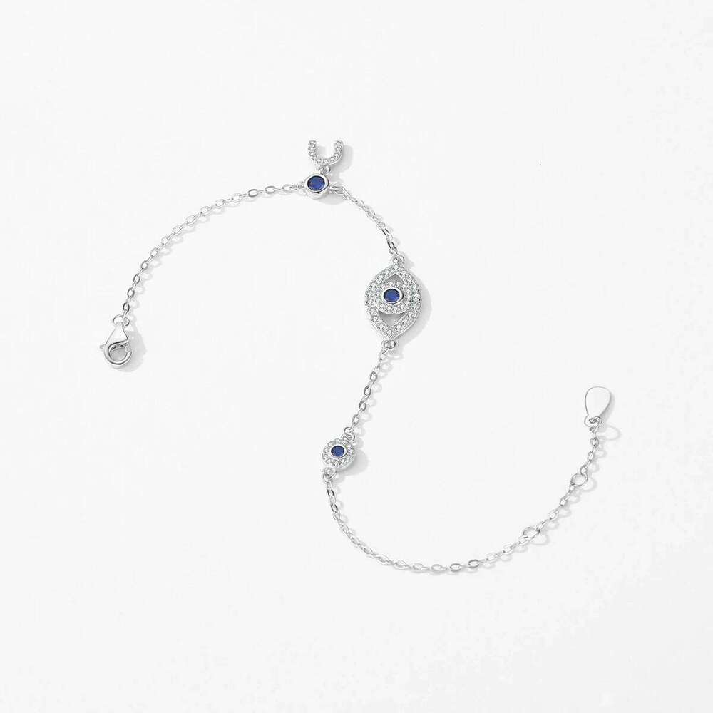 MODIAN 925 Sterling Silver Blue Eyes Magnet Bracelet Delicate Adjustable Link Chain For Women Birthday Christmas Jewelry Gift Z260225