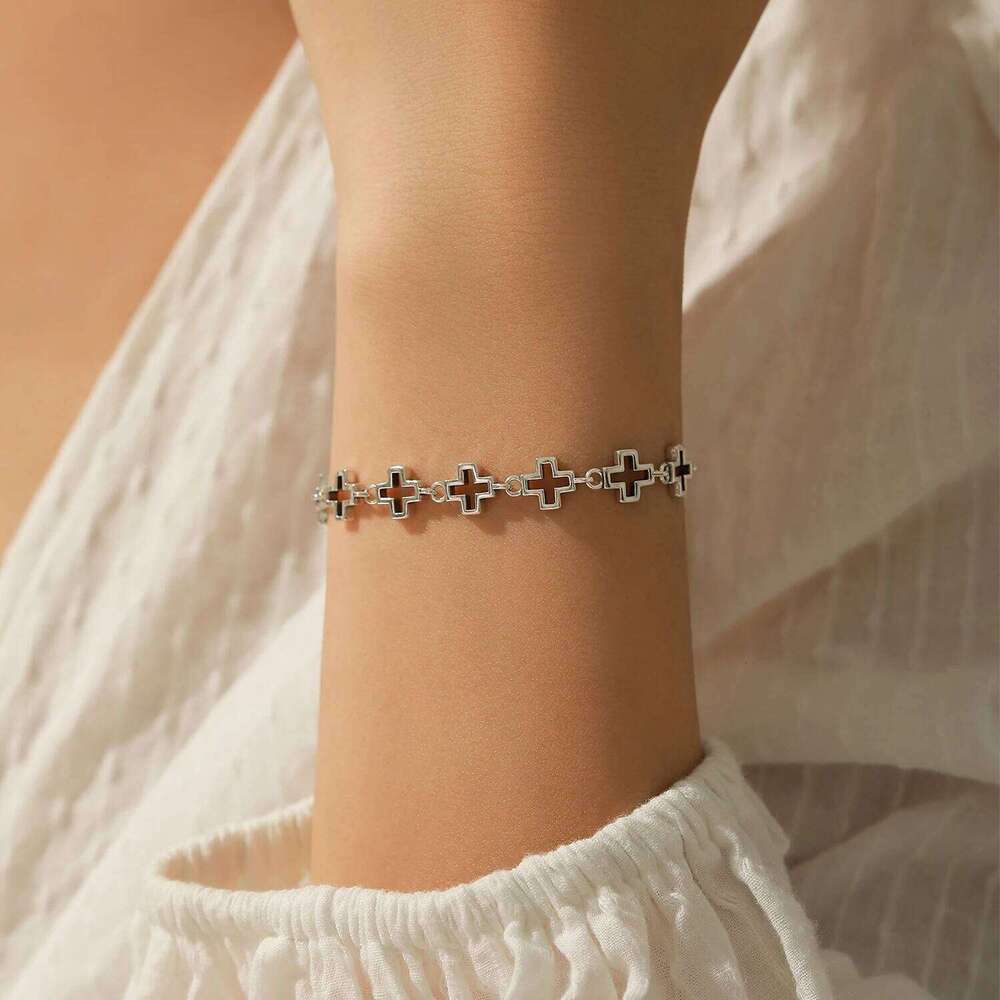 MODIAN 925 Sterling Silver Vintage Delicate Hallow Out Retro Cross Chain Stackable Bracelet For Women Men Unisex Fine Jewelry Z260225