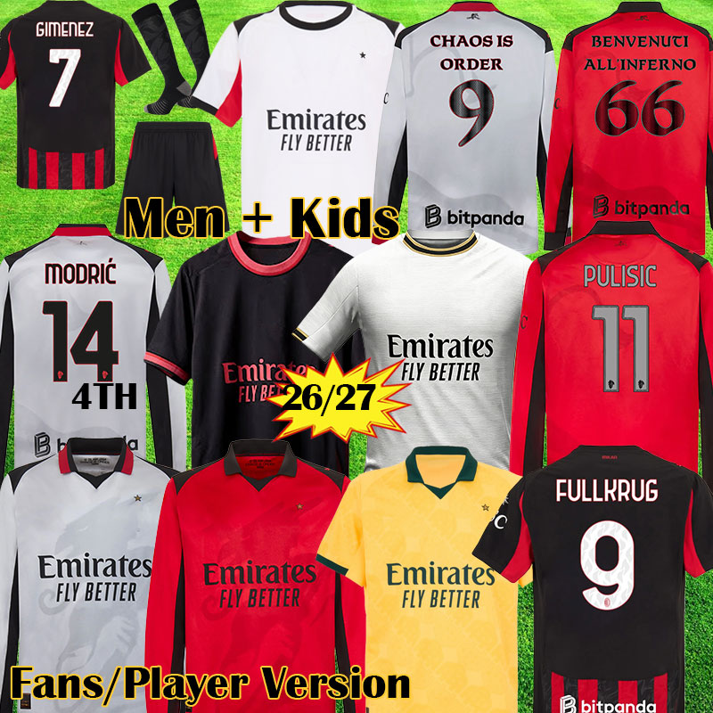 acsoccer MILANjersey 2025 2026 FULLKRUG MODRIC NKUNKU RAFA LEAO 26 27 PULISIC 125TH Anniversary ACM fourth Silver Limited football shirt 125 Years kids 4TH Kits