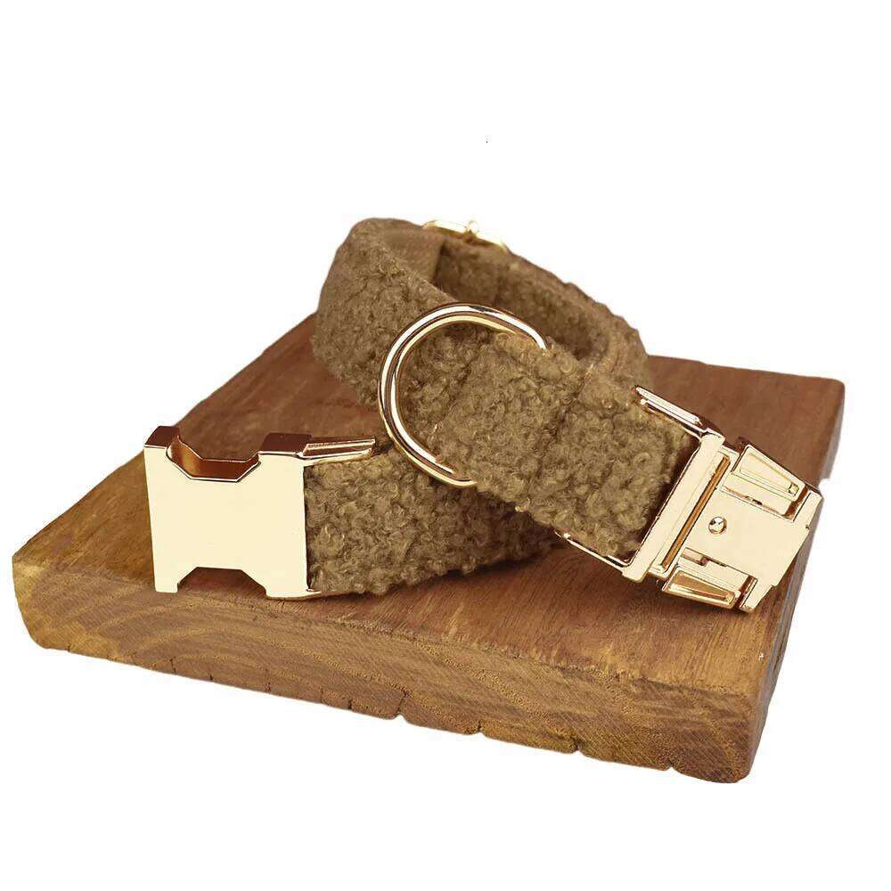 Cute Fluffy Teddy Material Brown Dog Harness And Leash Set Puppy Collars Custom Logo Pet Leads Accessory