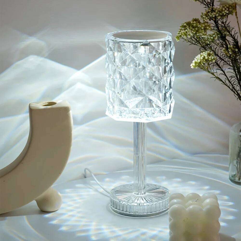 1PC Three color USB Plug Adjustable Romantic Diamond Atmosphere Bedroom Desktop Decorative Crystal Lamp H260225
