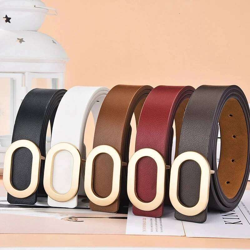 For Women Round Square Pin Buckle Jeans Black Chic Luxury Brand Designer Leather Belt Female Y260225