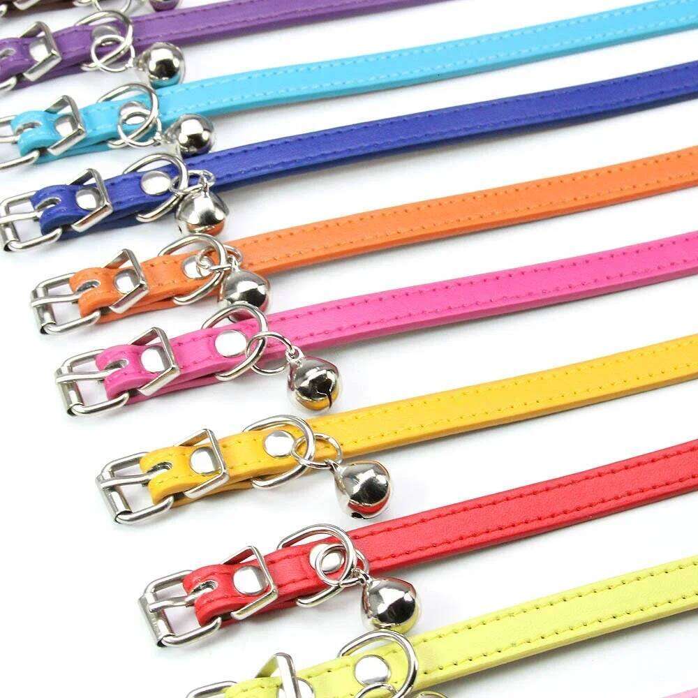 Cute Leather Collar With Bell Safety Puppy Necklace Collars For Cat Small Dog Kitten Chihuahua Accessories Pet Products