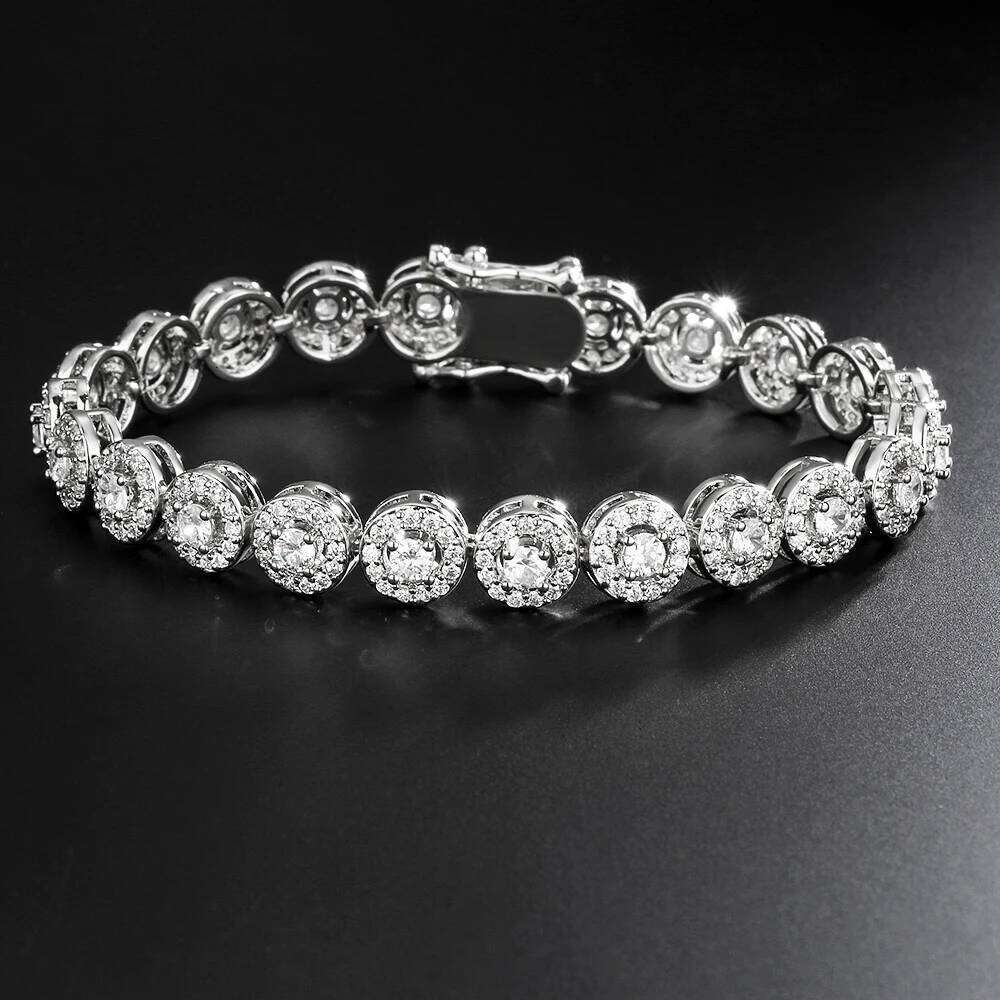 TrendMen Hiphop/Rock Trendy Round Zirconia Tennis Bracelets For Fashion Men Women Gold Color Crystal Wristlet Jewelry Bangles Z260225