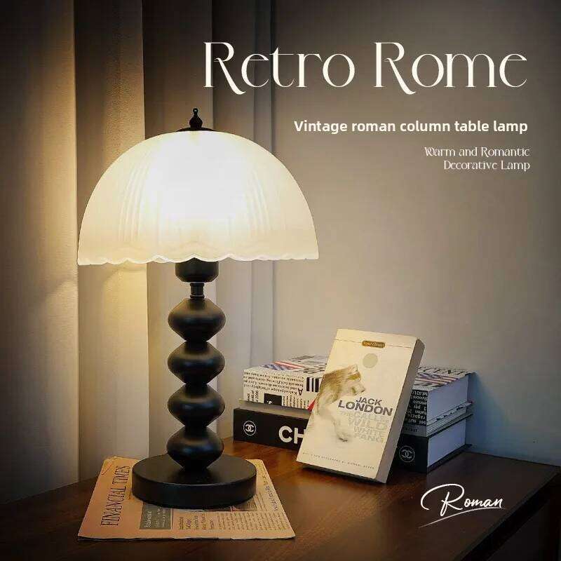 French Retro Bedroom Medieval Glass Homestay Chinese Study Small Desk American Light Luxury Bedside Lamp H260225