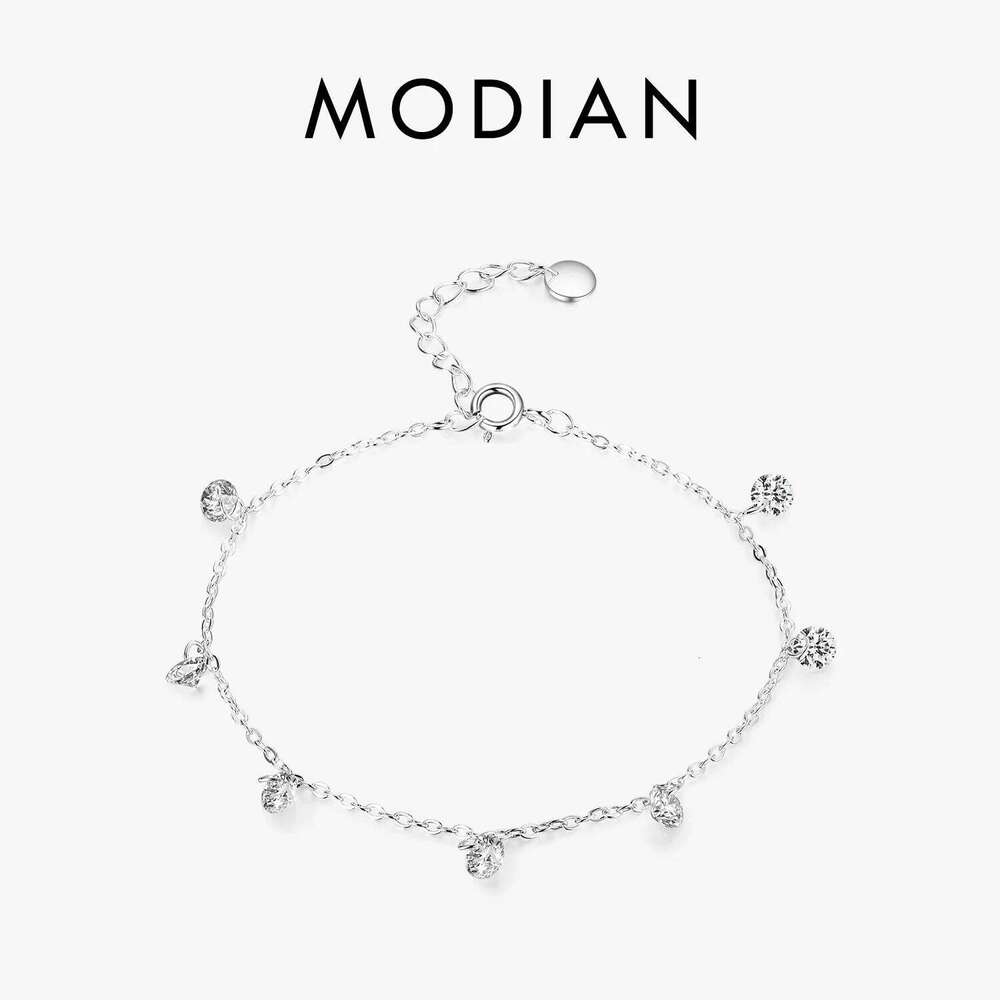 Modian Charm Real 925 Sterling Ten Hearts Clear CZ Fashion Chain Bracelet For Women Girls Wedding Fine Silver Jewelry Z260225