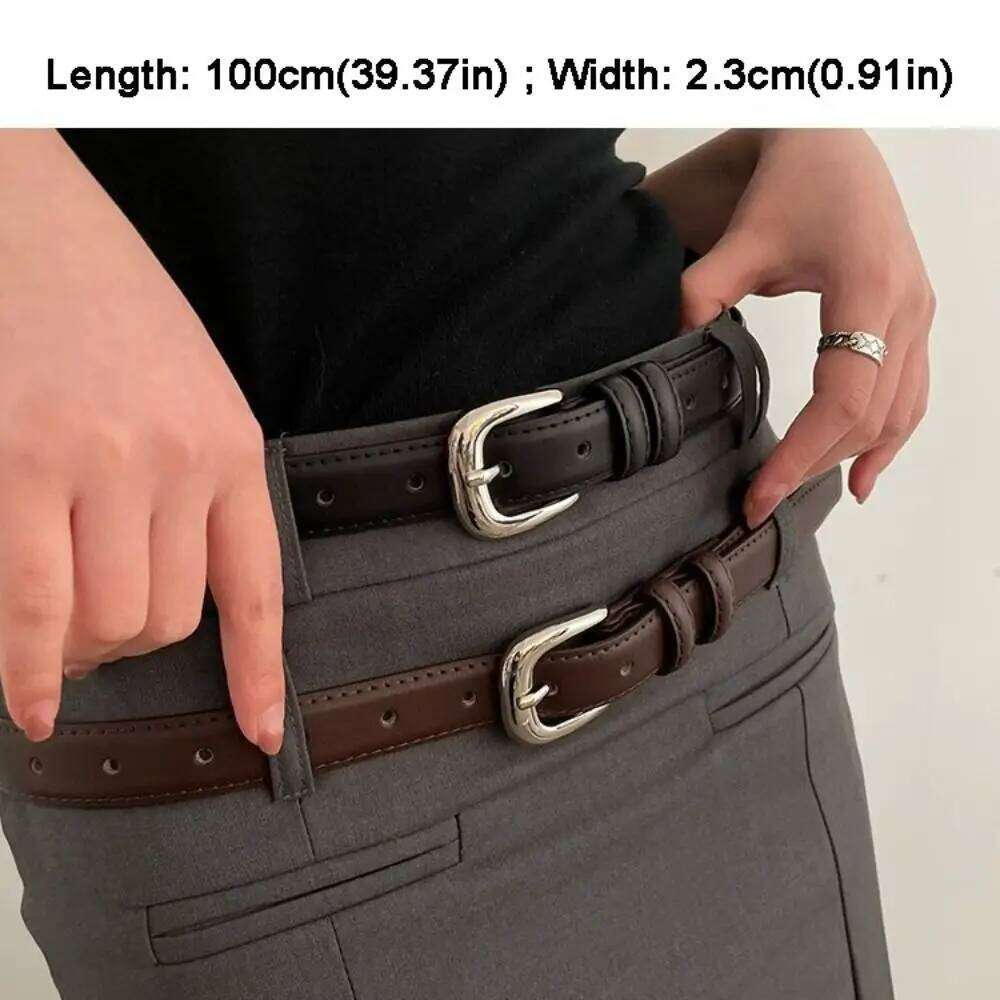 Simple Women's PU Leather Versatile Fashion Trendy Waistband Pin Buckle Thin Belt Y260225