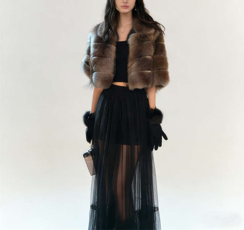 2026 Spring Women's Elegant Luxury Imitation Mink Rib Quarter Sleeve Women's Multi functional Short Coat