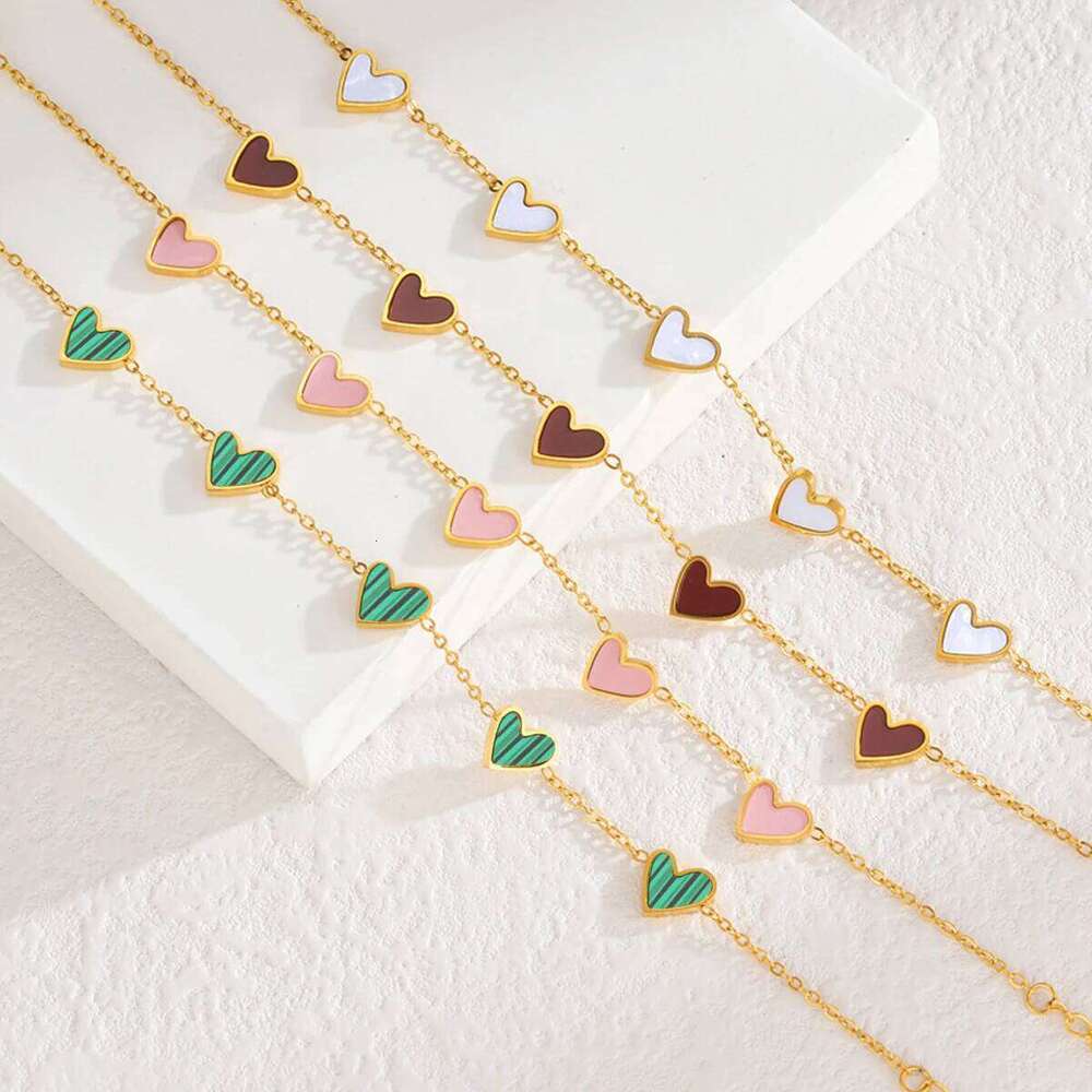 Romantic Heart Love for Women Multi-color Stainless Steel Bracelet Gold Plated Luxury Wrist Chain Jewelry Girl Gifts Z260225