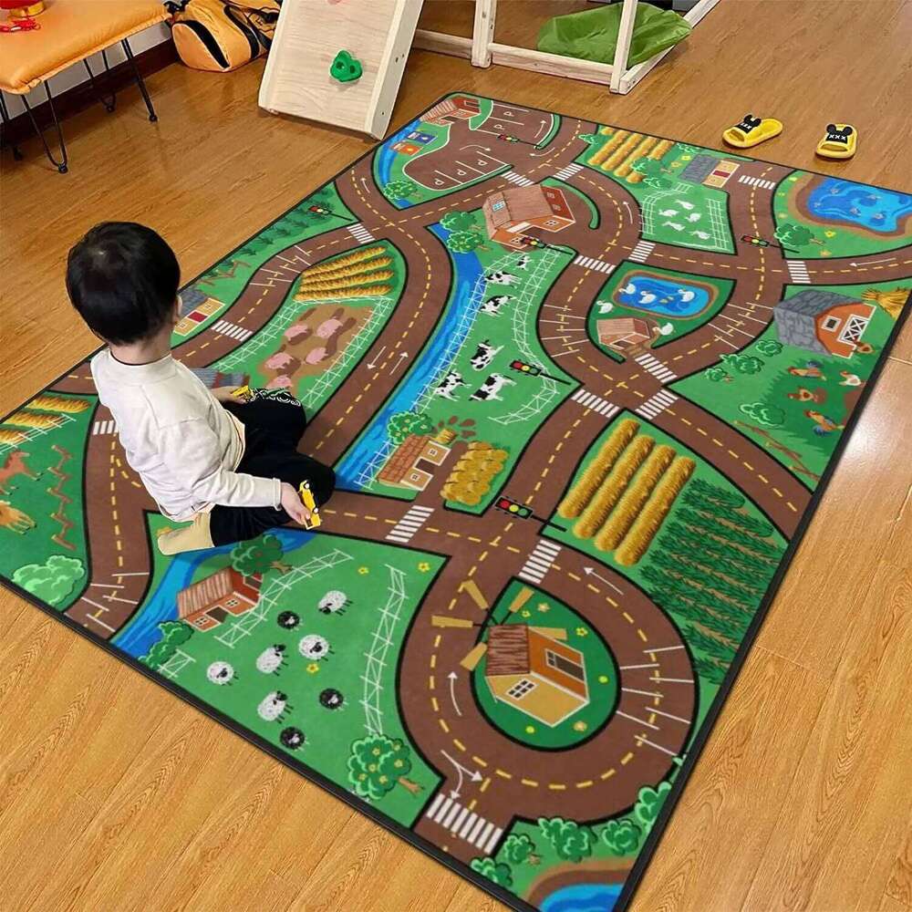 VIKAMA Children's Cartoon Puzzle Carpet Traffic Highway Map Fun Floor Bedroom Bedside Baby Crawling Mat Home Decoration W260226