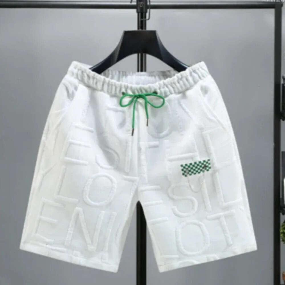 Men's Shorts Trendy Letter Embossed Casual Four Colors Available Letter Embossing Highlights Texture Checkered Patch Embellished