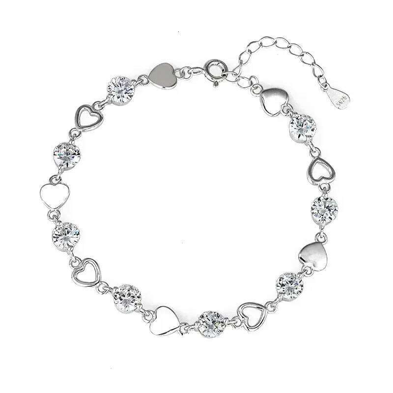 Luxury 925 Sterling Silver Zircon Bracelet for Women Korean Fashion Sweet Cool Hollow Heart Bracelets Party Jewelry Gifts Z260225