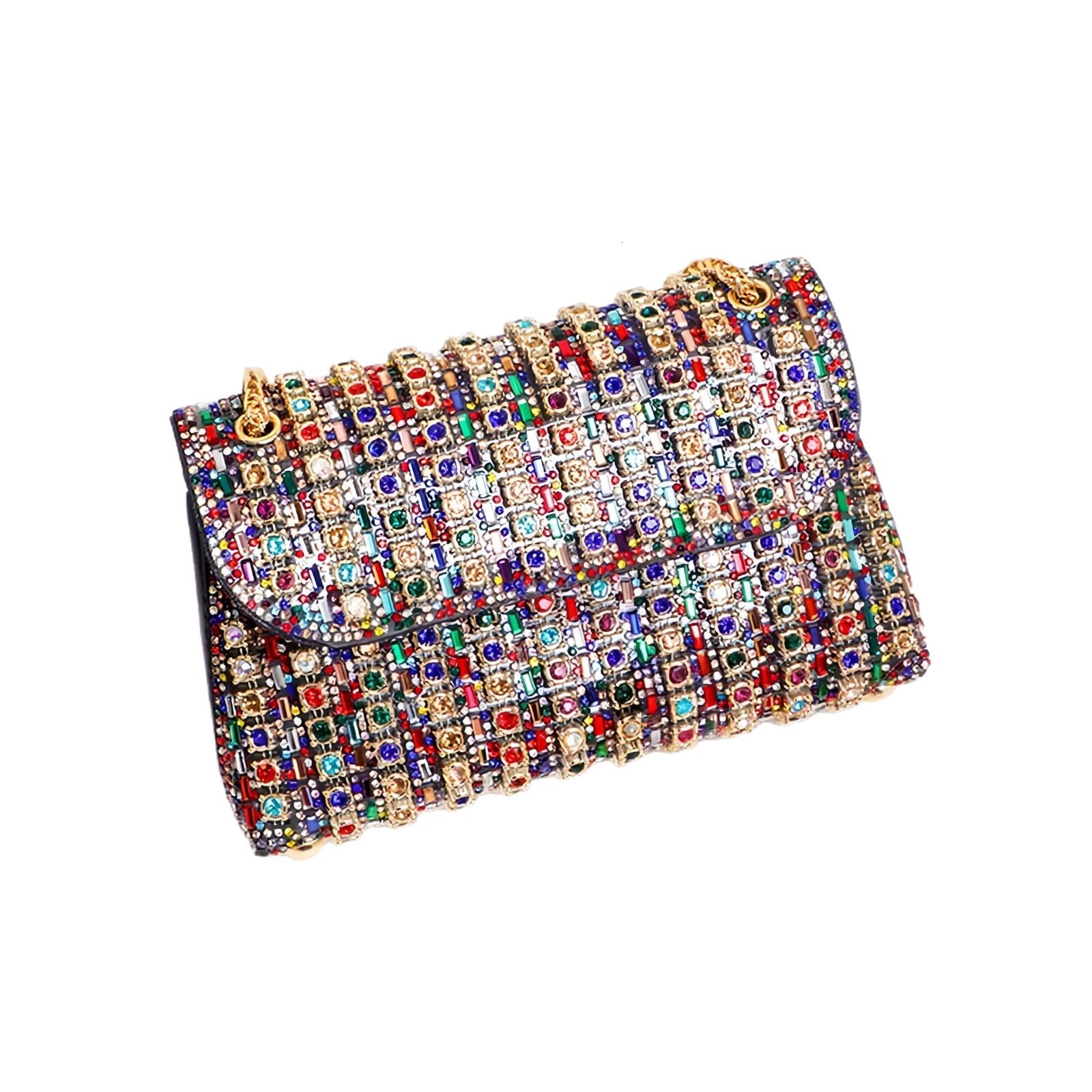 Hot Selling Women's Bag Cross-Border European and American Style Gold Chain Sparkling Diamond Underarm Bag Evening Bag Fashion Handbag Retro Sing