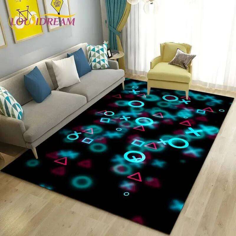 3D Cartoon Gamer Game Controller Area Rug,Carpet Rug for Living Room Bedroom Sofa Doormat Decoration,Kid Play Non-slip Floor Mat W260226