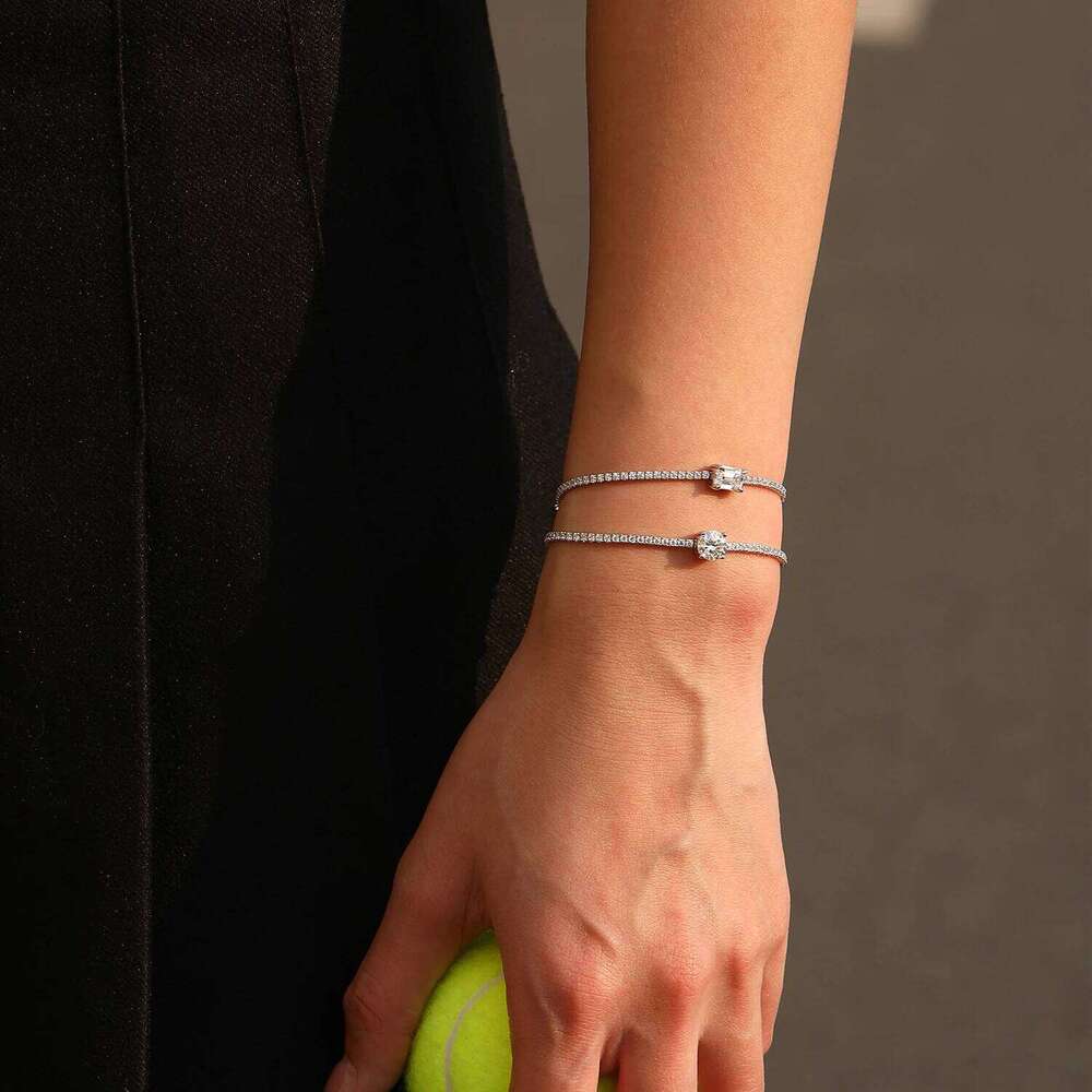 MODIAN 1CT Round D Color Moissanite Tennis Bracelet 925 Sterling Silver Luxury Stackable Bracelets For Women Vacation Jewelry Z260225