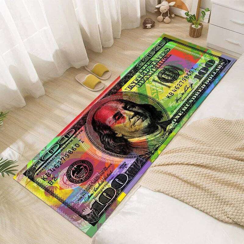 Dollar Bill Runner Rug Burning Currency Design Non-slip Carpets Creative Edgy Home Decor Entryway Mat Visual Art Portrait Carpet W260226