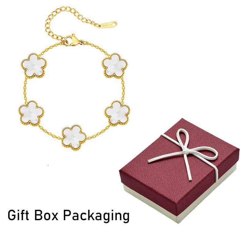 Valentine's Day Stainless Steel Bracelet Women With Gift Box Couple Bracelets Woman Man Charm Clover Fashion Jewelry Z260225