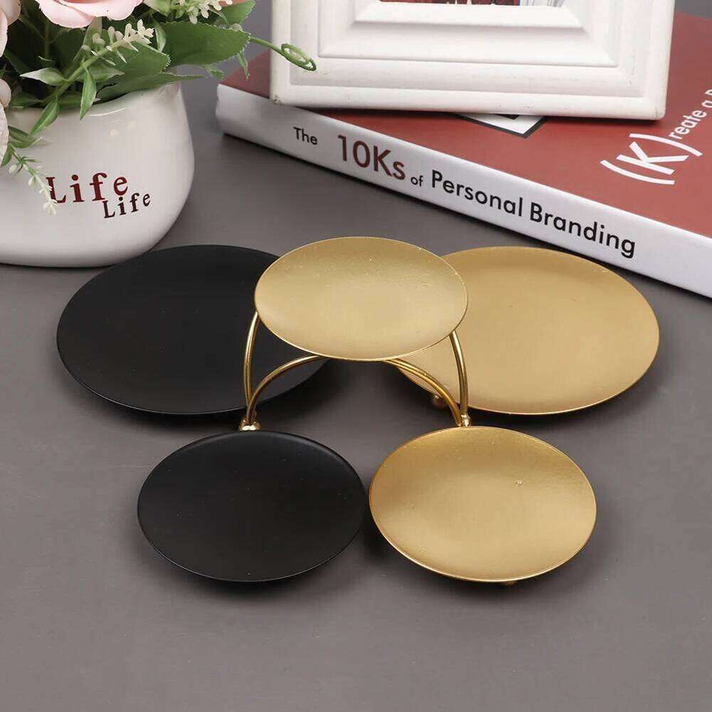 Iron Black Gold Plated Candle Holders Pillar Metal Plate For Wedding Party Festival Portavelas Candelabra Art Gift Home Decor W260226