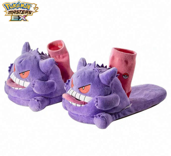 Purple Gengar plush men women, cute funny home cotton slippers, warm non-slip cartoon slippers for autumn and winter W260226
