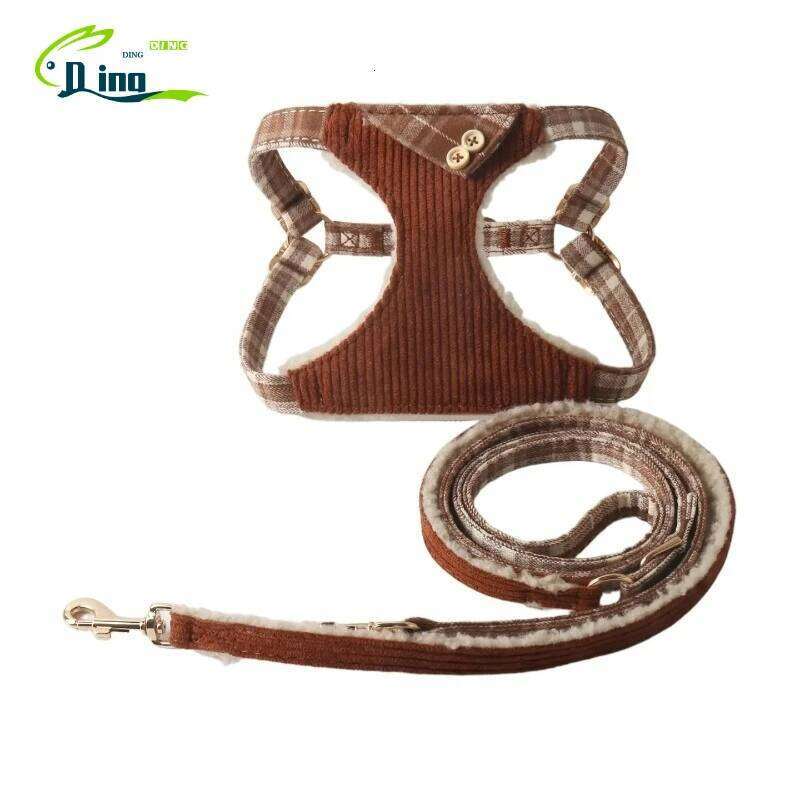 New Leash Lamb Wool Small Medium Dogs Vest Style Cat Dog Harness Adjustable Corduroy Pet Supplies Accessories